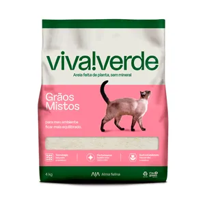 Areia Higiênica Biodegradável Milho e Mandioca Grãos Mistos Viva Verde 4 kg