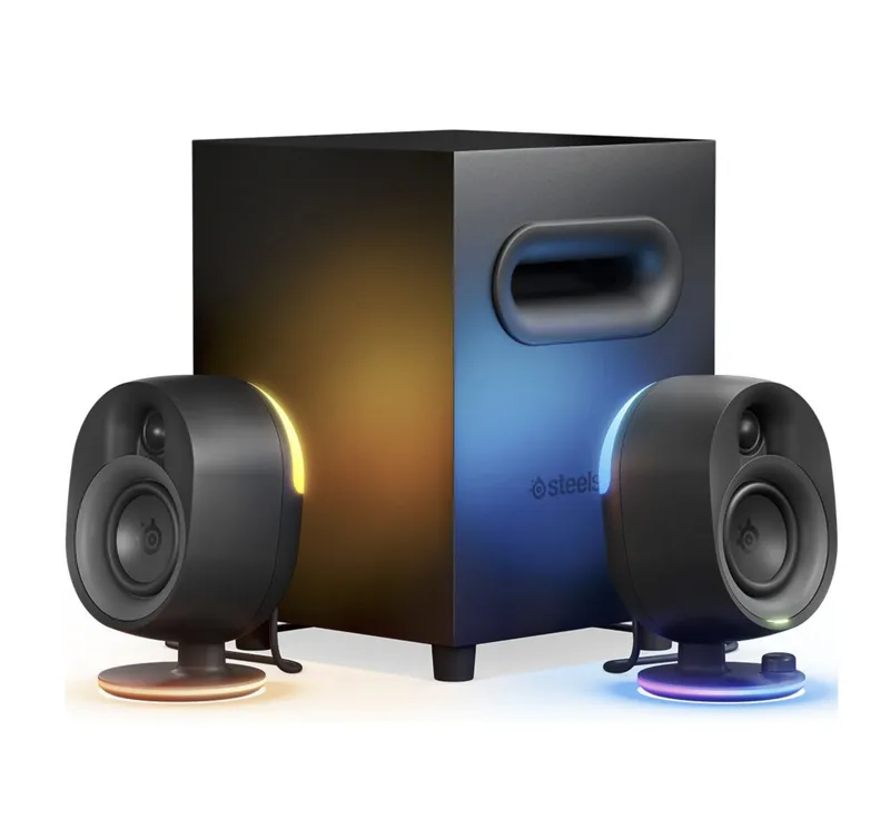 KIt Caixas Som Gamer SteelSeries Arena 7 RGB 2.1 Com Bluetooth 150w Conexão óptica, Para PC, Celular, Mac e PS5/PS4
