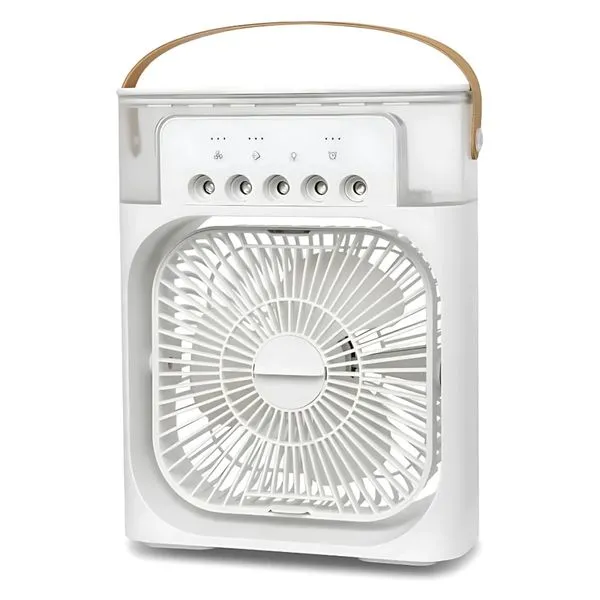 Climatizador Portátil 4 em 1: Ventilador, Umidificador, Aromatizador e LED