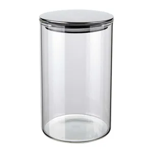 Pote de Vidro Slim Euro Home VDR6866 1L Tampa Inox