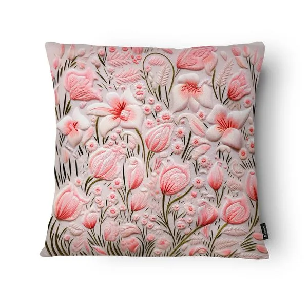 Capa Almofada Floresta Viva Microfibra Flores Rosas 43x43cm IA2438 - Tuti Gottô