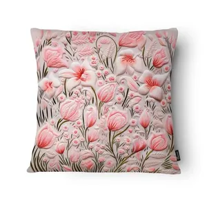 Capa Almofada Floresta Viva Microfibra Flores Rosas 43x43cm IA2438 - Tuti Gottô