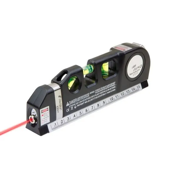 Nível a Laser com Trena Levelpro 3 Projeção Horizontal Vertical e Cruzada Régua e Fita 2,5M Preto Draik Nível a Laser com Trena Levelpro 3 Fita Retrátil 2,5M e Régua Multifuncional Preto Draik