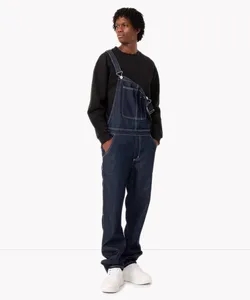 macacão jeans com bolsos azul escuro P