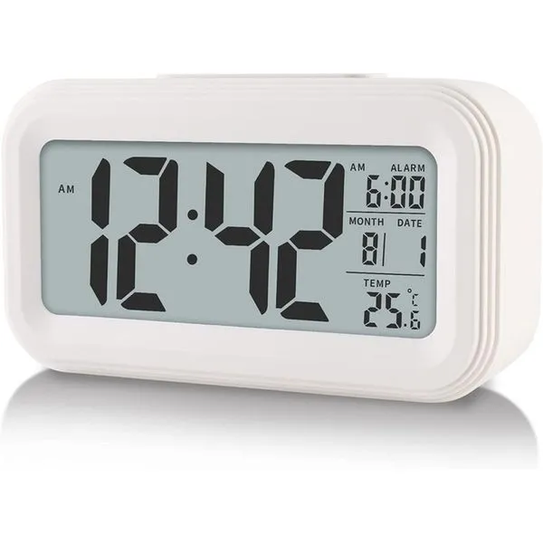 Despertador Digital Yuanraner com Temperatura Inteligente Branco A-MBI