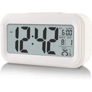 Despertador Digital Yuanraner com Temperatura Inteligente Branco A-MBI