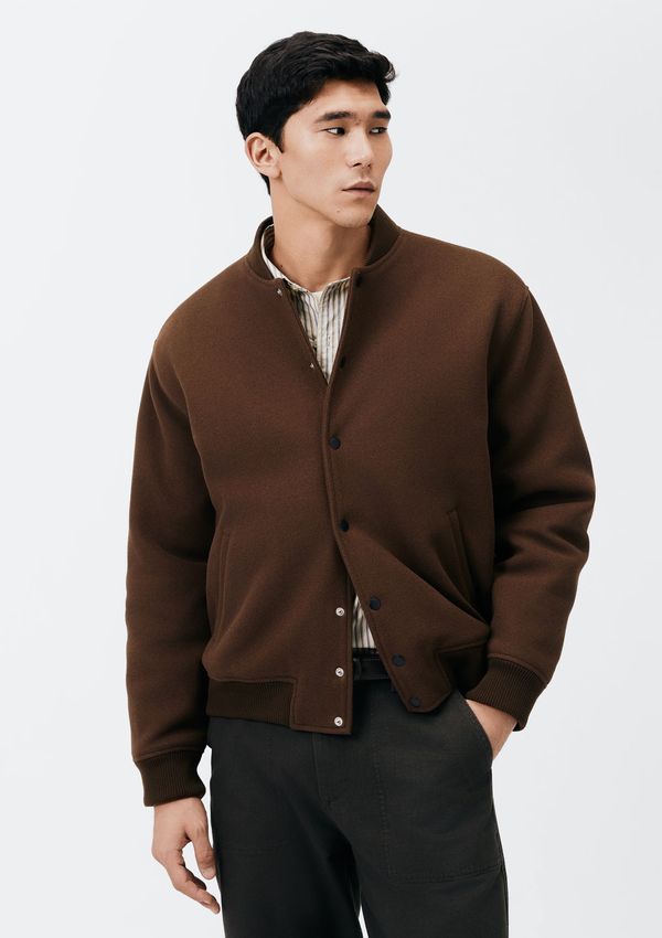 Jaqueta Masculina Bomber Em Lã Batida - Marrom XXG