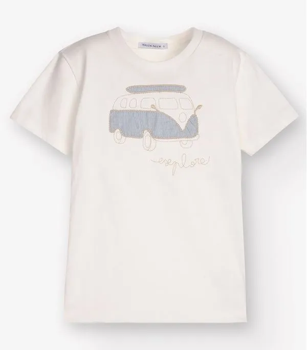 Camiseta Menino em Meia Malha Trick Nick Bege 3