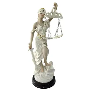 Estátua Decorativa Deusa Dama da Justiça 28cm em Resina Importada Branco com Pratos em Metal Braswu Estátua Decorativa Deusa Dama da Justiça 28cm em Resina Importada Branco Braswu