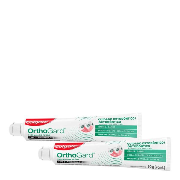 Kit Pasta de Dente Colgate OrthoGard Cuidado Ortodôntico 90g 2 Unidades