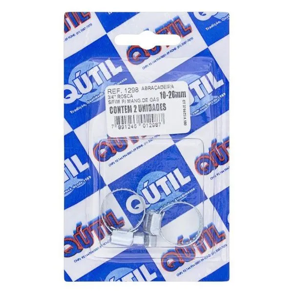 Abraçadeira Qutil De Rosca Para Mangueira De Gás 2 Unidades ABRACADEIRA QUTIL DE ROSCA P/ MANGUEIRA