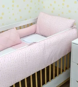 Kit Berço Floral com 7 peças Rosa