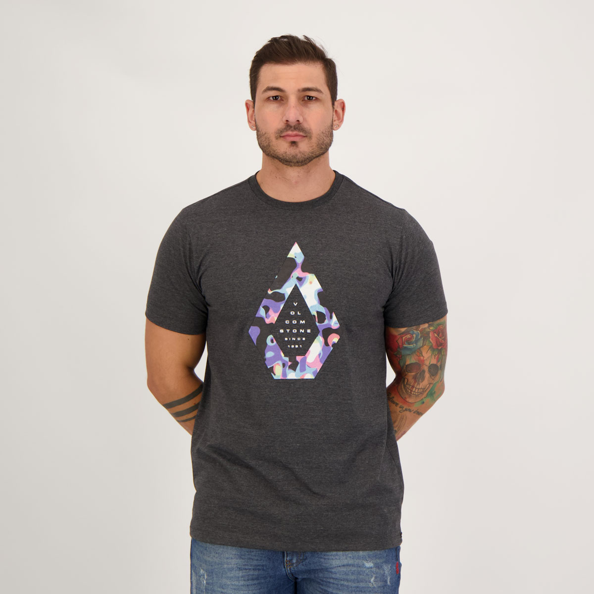Camiseta Volcom Slim Grafite Mescla