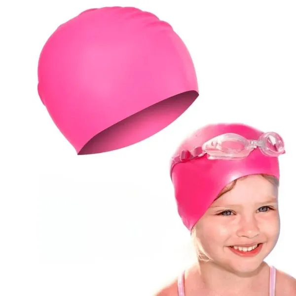 Touca de Natação Lisa de Silicone Impermeável Tamanho Único Rosa Sun Way Touca de Natação Silicone Impermeável Tamanho Único Rosa Sun Way