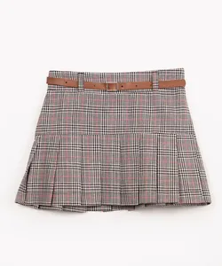saia de prega infantil xadrez com cinto multicor 6