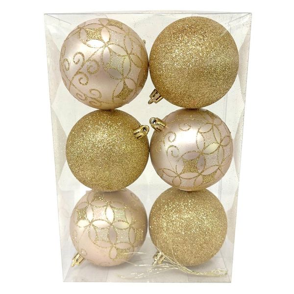 Tubo Bola de Natal 8cm com 6 Unidades Cazza Dourada