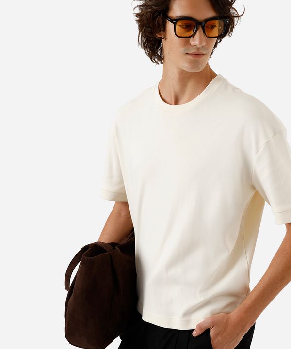 camiseta oversized masculina de algodão manga curta off white M