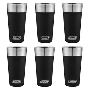 Kit de Copos Térmico Coleman com Tampa - 600ml - 6 Unds Preto