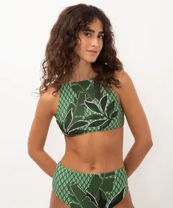 top frente única biquíni proteção uv verde G