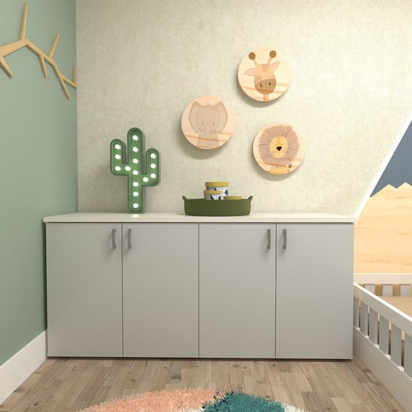 Armário Duplo Baixo Infantil Corp Branco/Cinza