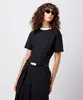 camiseta slim fit feminina de algodão peruano bicolor mindset preta GG
