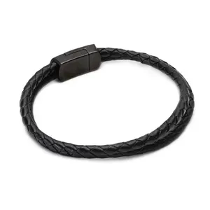 Pulseira Elisson de Couro Preto Preta G