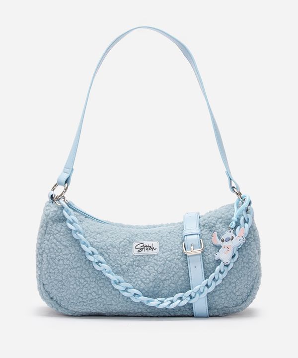 bolsa baguete com corrente stitch azul UNICO