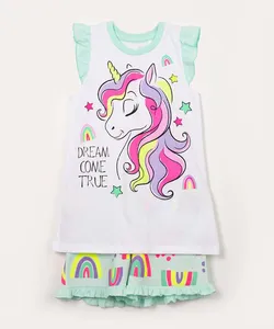 pijama infantil de algodão unicórnio branco 10
