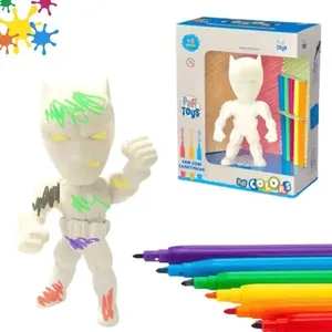 Boneco para Colorir Puff Colors Hero Dark com 05 Canetinhas Coloridas Branco Hero Boneco para Colorir Puff Colors Hero Dark com Canetinhas Branco Hero