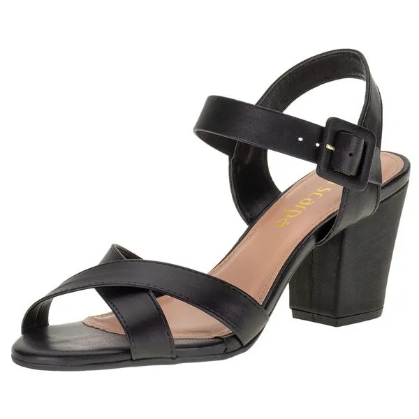 Sandália Feminina Salto Grosso Via Scarpa - 10019660 PRETO 39