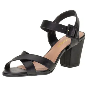 Sandália Feminina Salto Grosso Via Scarpa - 10019660 PRETO 39