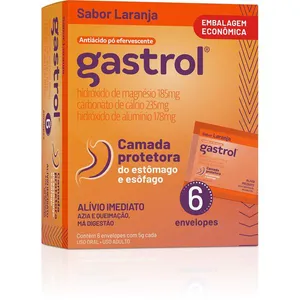 Gastrol 185mg + 235mg + 178mg Sabor Laranja Pó Efervescente 6 Envelopes 5g