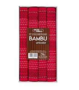 Kit Jogo Americano Bambu 4 Peças Unicolor Jolitex Vermelho