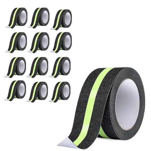 Kit 12 Fitas Antiderrapantes SU-NOSA1 Adesiva 5M Refletiva para Degrau e Rampa Preta AB Mídia Kit 12 Fitas Antiderrapantes SU-NOSA1 Adesiva 5M Refletiva Preta AB Mídia