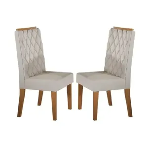 Conjunto com 2 Cadeiras Iza Mel Tecido Veludo Pastel - Viero