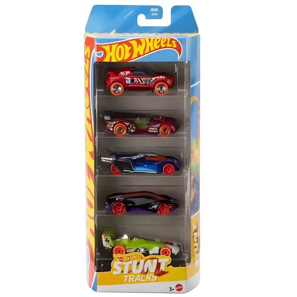 Kit Carrinhos de Brinquedo Hot Wheels Stunt Tracks JBJ83 com 5 Carros Escala 1:64 Mattel Kit Carrinhos Hot Wheels Stunt Tracks JBJ83 com 5 Carros 1:64 Mattel