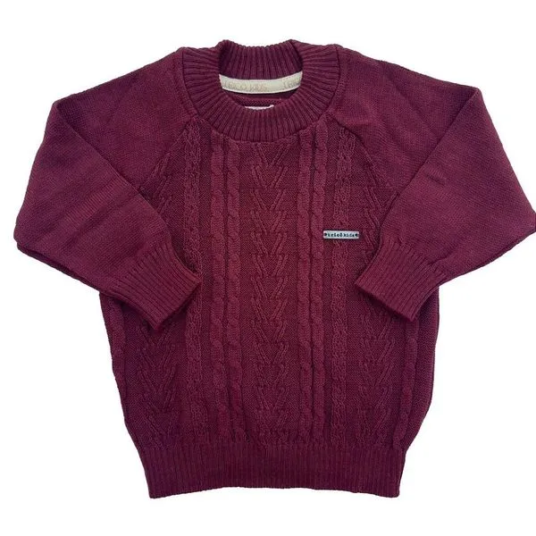 Blusa de Tricô Lucca Texturizada Com Manga Raglan Bordo 8