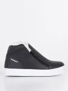 Tênis Casual com Pelinhos Juvenil Para Menina - Preto/Branco 34