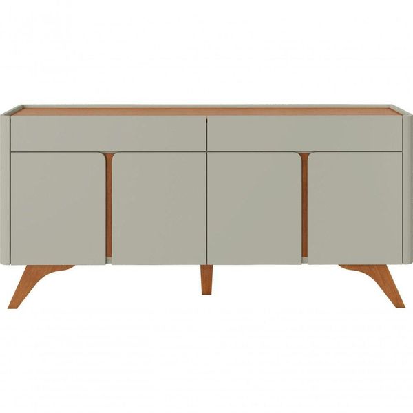 Buffet Aros 4 Portas Pés Madeira Maciça - Mavaular Off White-naturale