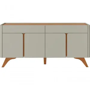 Buffet Aros 4 Portas Pés Madeira Maciça - Mavaular Off White-naturale