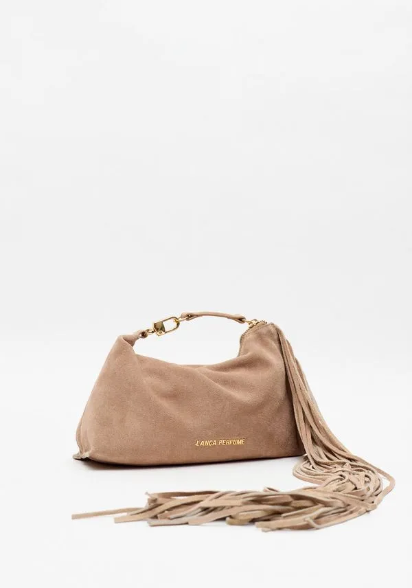 Bolsa Clutch Couro Com Franjas Bege U
