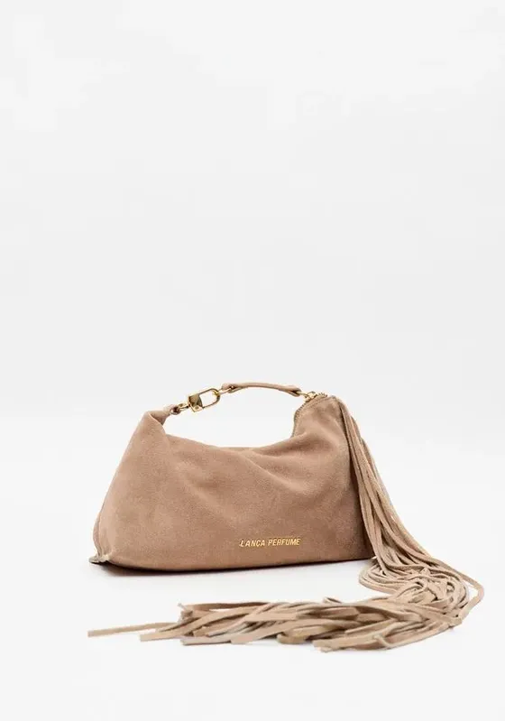 Bolsa Clutch Couro Com Franjas Bege U