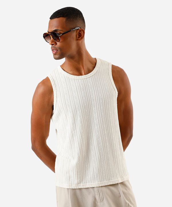 regata masculina de jacquard com cavas amplas off white GG