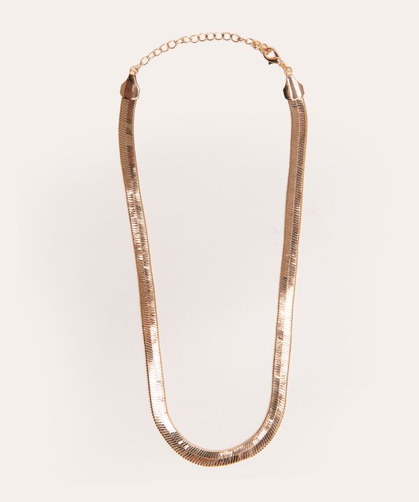 colar corrente achatada dourado Único