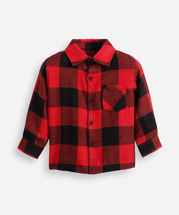 camisa xadrez infantil manga longa flanelada vermelho 3