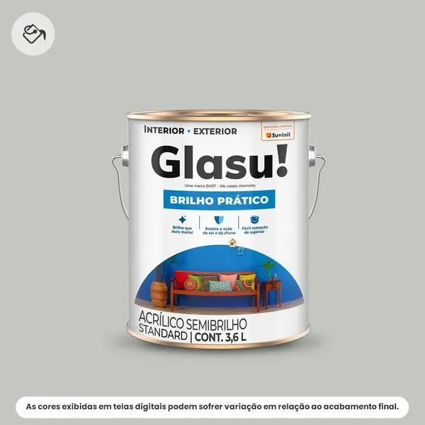 Tinta Acrílica Standard Semibrilho Glasu Suvinil 3,6L Brilho Prático Foto Antiga (MP)