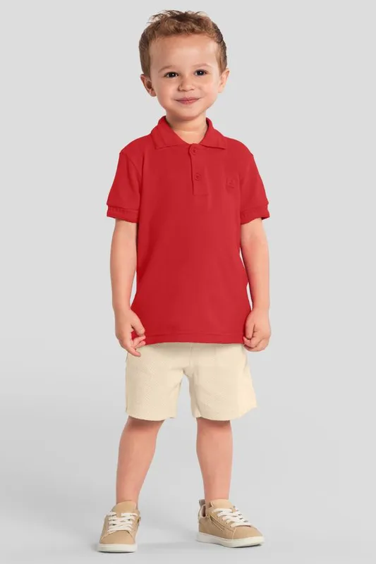 Camisa polo infantil menino em piquet Mundi - 16