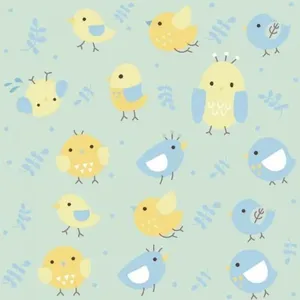 Papel de Parede Infantil Passarinhos Rolo 300x60cm Azul para Quarto de Criança Casa H Papel de Parede Infantil Passarinhos Azul Rolo 300x60cm Casa H