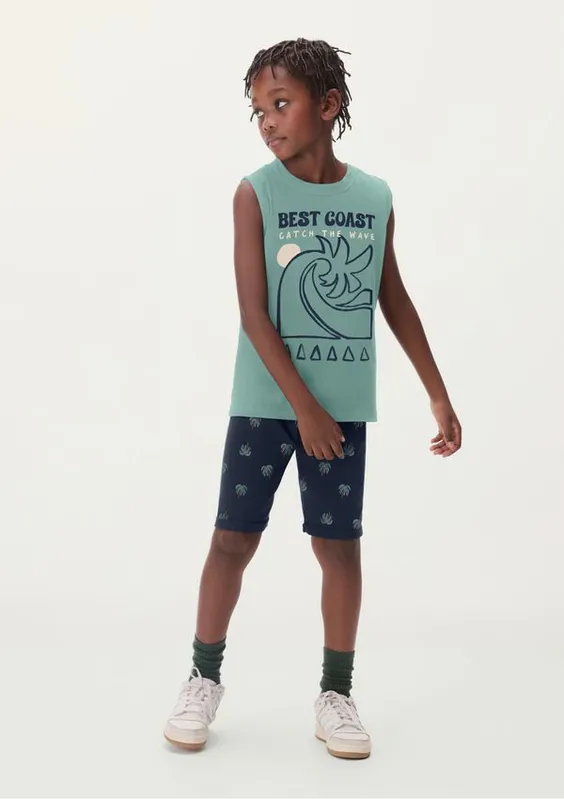 Conjunto Curto Infantil Menino Com Estampa - Azul 004