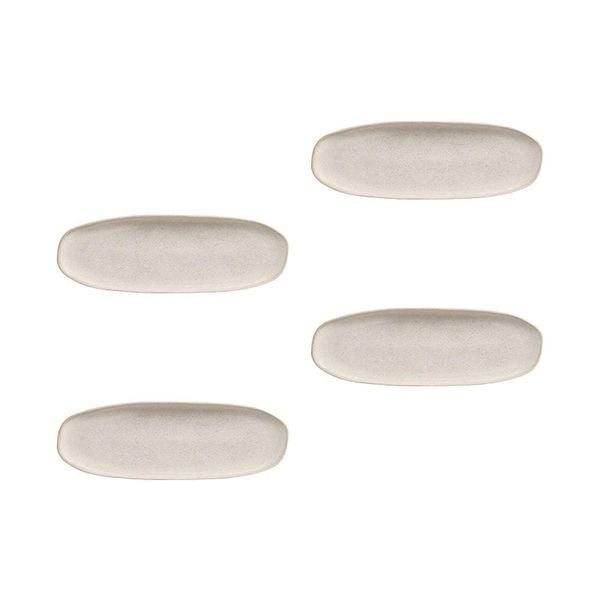 Conjunto de Travessas Oval Rasa Grande Porto Brasil Orgânico Latte 36x13cm - 4 Peças